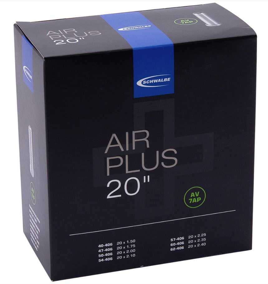 Schwalbe 7AP Trial Schlauch Air Plus mit Autoventil 20 x 1,5 bis 2,5 Zoll (40 bis 62-406mm)